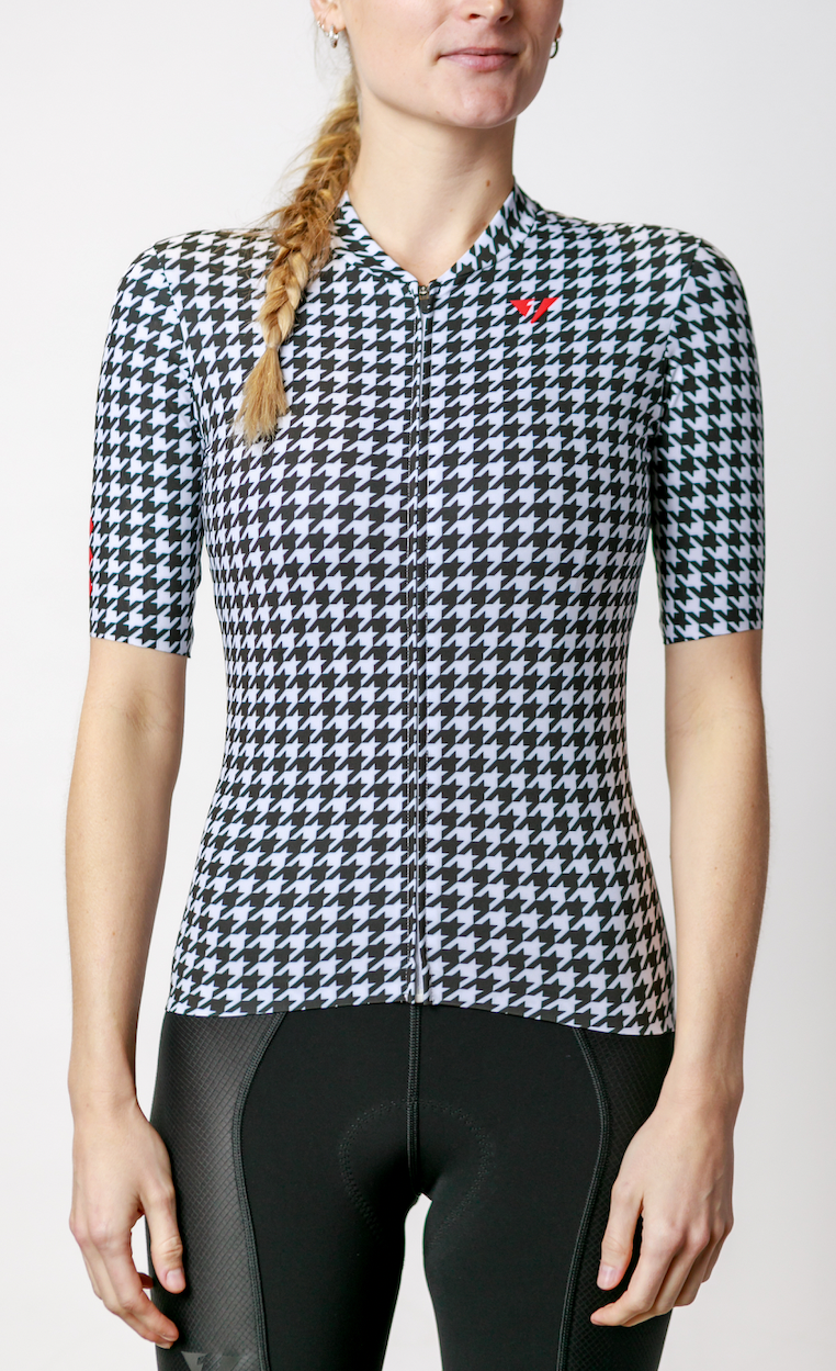 Women's ProSpec Rouleur HZ Jersey | Houndstooth print in B+W