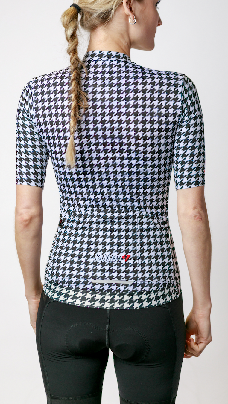 Women's ProSpec Rouleur HZ Jersey | Houndstooth print in B+W