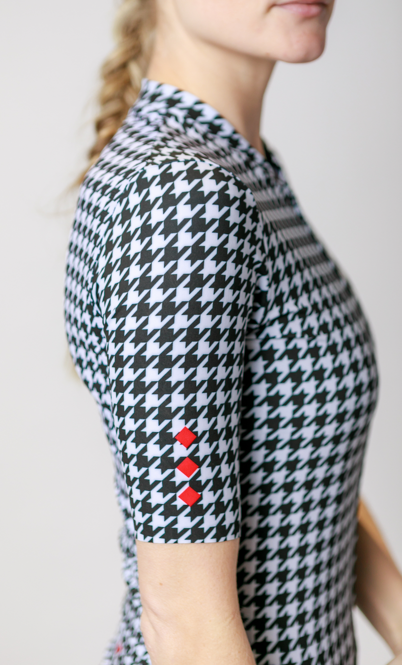 Women's ProSpec Rouleur HZ Jersey | Houndstooth print in B+W