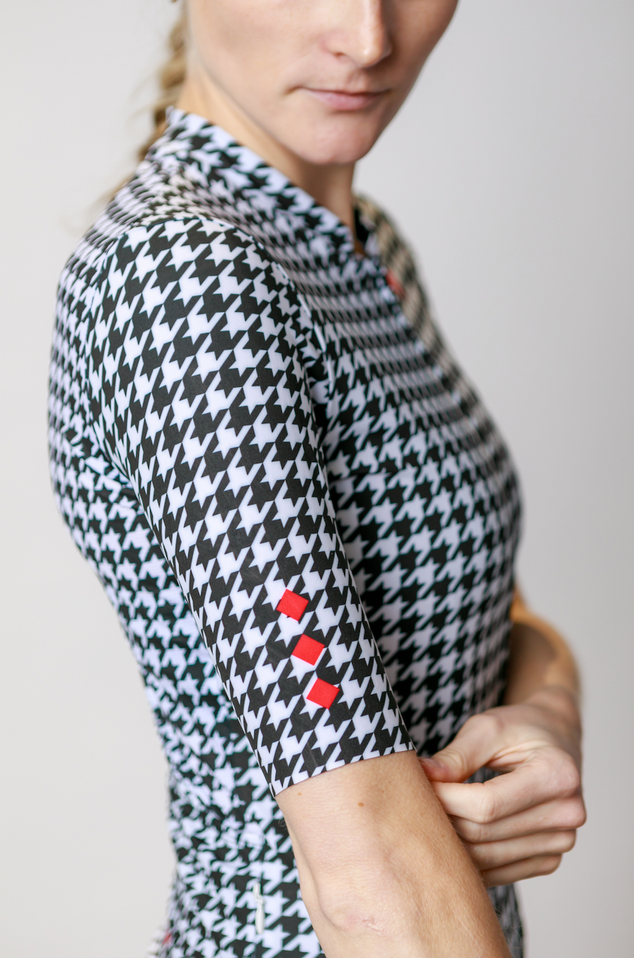 Women's ProSpec Rouleur HZ Jersey | Houndstooth print in B+W