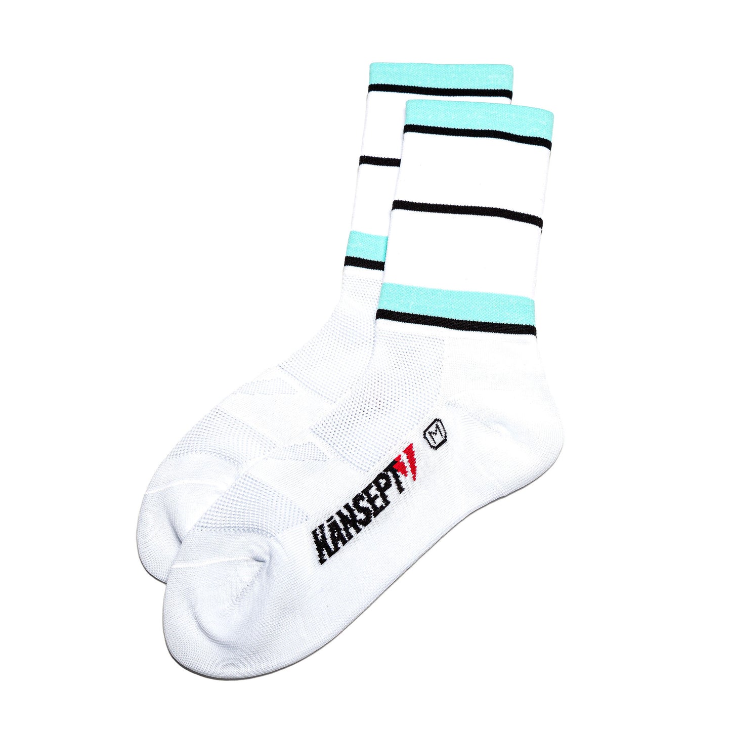 ProSpec Rouleur Sock | Squadra Stripes | White/Celeste Green/Obsidian Black