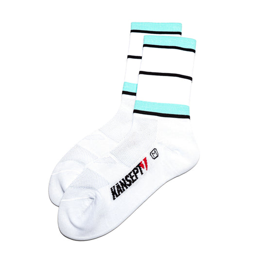ProSpec Rouleur Sock | Squadra Stripes | White/Celeste Green/Obsidian Black