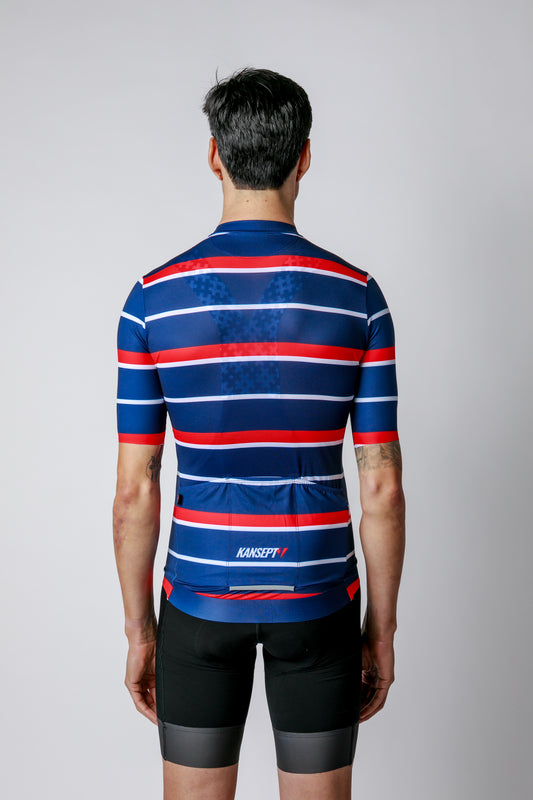 Men's ProSpec Rouleur SZ Jersey | Squadra Stripes | Midnight Blue/Flamme Rouge Red/White