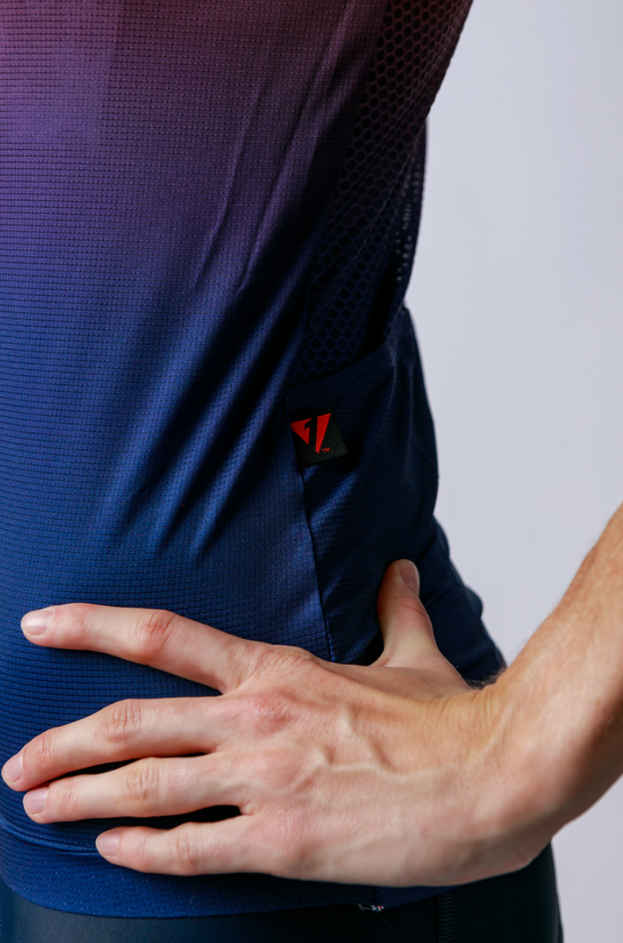 Women's ProSpec Ventoux Jersey | GRADIENT print | Flamme Rouge RED/Midnight BLUE