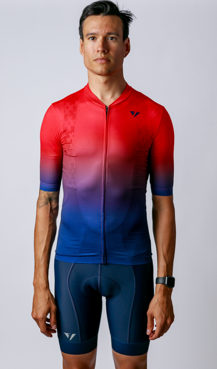 Men's ProSpec Ventoux Jersey | GRADIENT print | Flamme Rouge RED/MidnightBLUE
