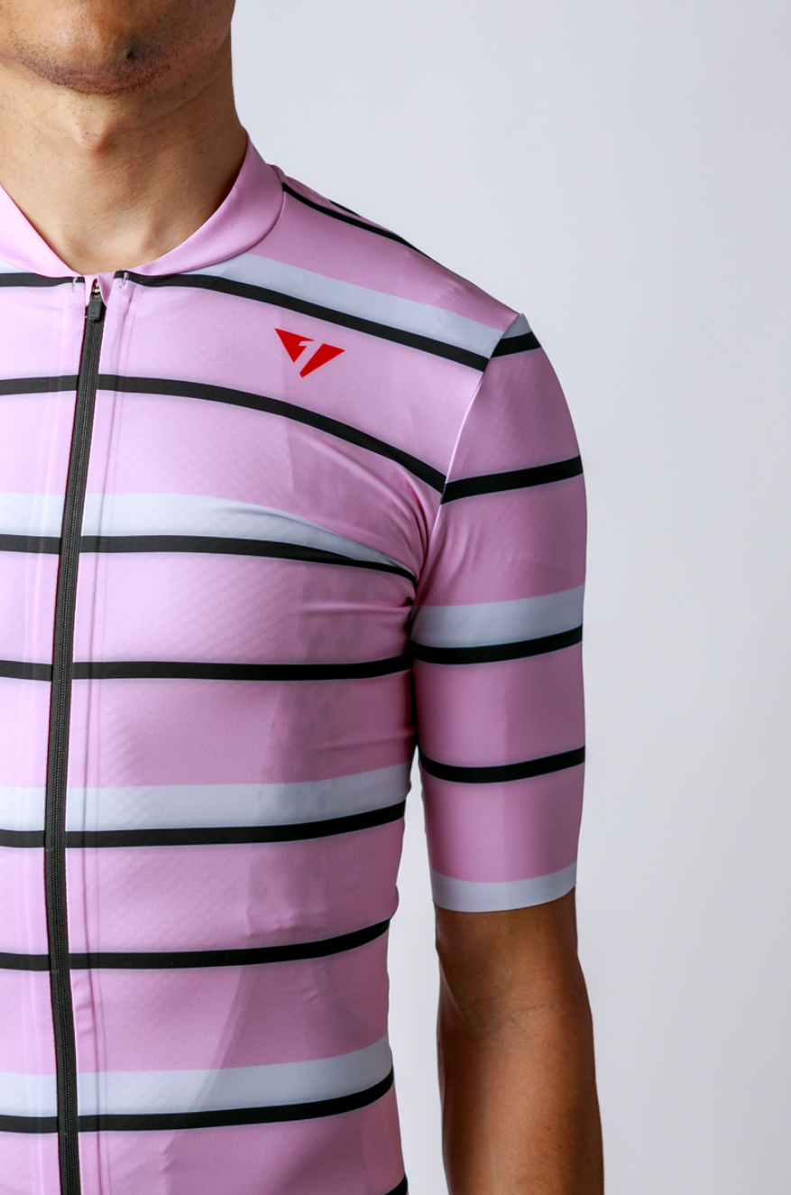 Men's ProSpec Rouleur SZ Jersey | Squadra Stripes | Maglia Rosa Pink/White/Obsidian Black
