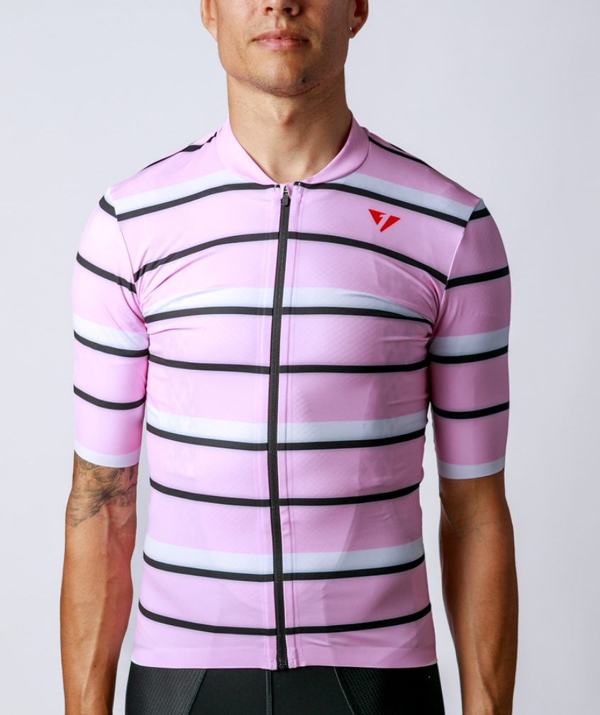 Men's ProSpec Rouleur SZ Jersey | Squadra Stripes | Maglia Rosa Pink/White/Obsidian Black