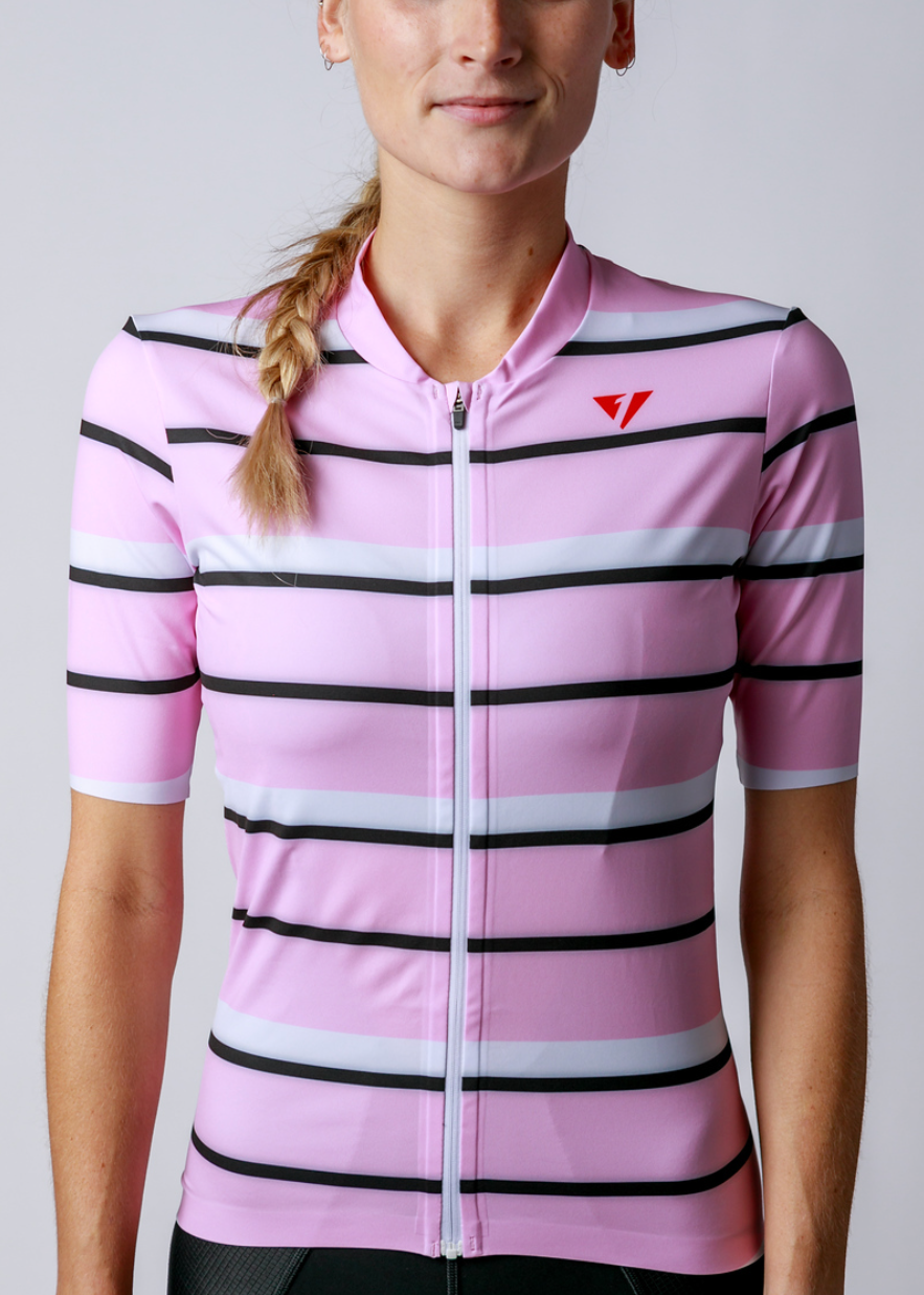 Women's ProSpec Rouleur SZ Jersey | Squadra Stripes | Maglia Rosa Pink/White/Obsidian Black