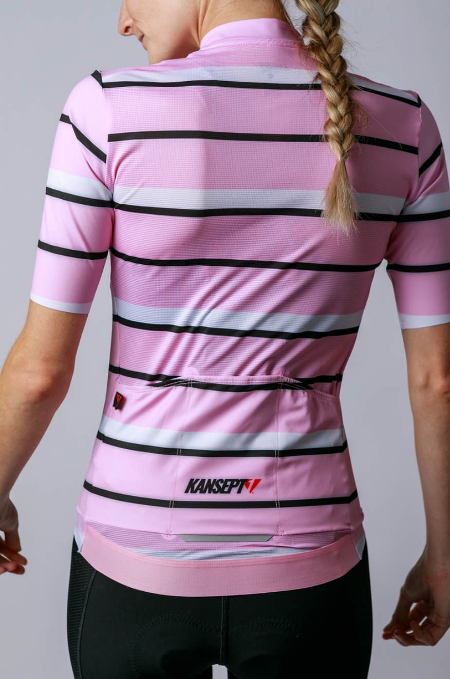 Women's ProSpec Rouleur SZ Jersey | Squadra Stripes | Maglia Rosa Pink/White/Obsidian Black