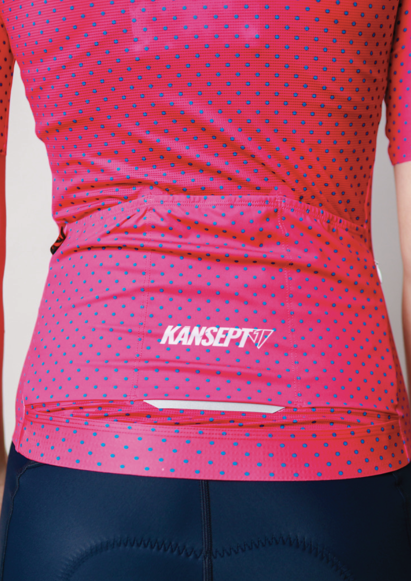 Women's ProSpec Rouleur HZ Jersey | microDOTS Hot Pink with Azure Blue