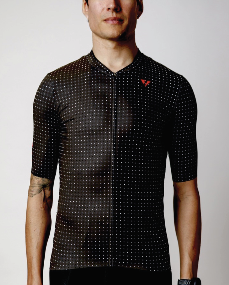 Men's ProSpec Rouleur HZ Jersey | microDOTS | Obsidian Black with White