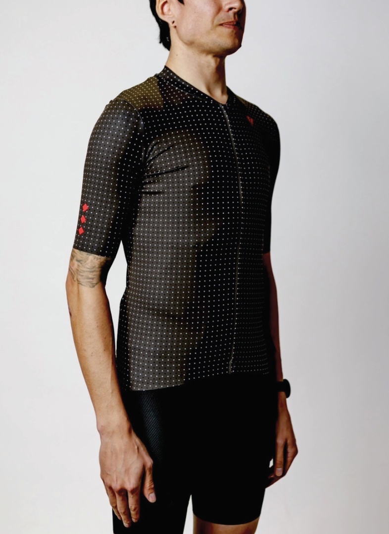 Men's ProSpec Rouleur HZ Jersey | microDOTS | Obsidian Black with White