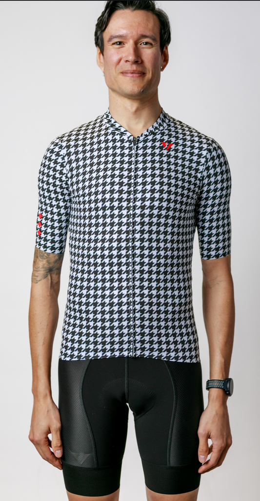 Men's ProSpec Rouleur HZ Jersey | Houndstooth print | Black + White