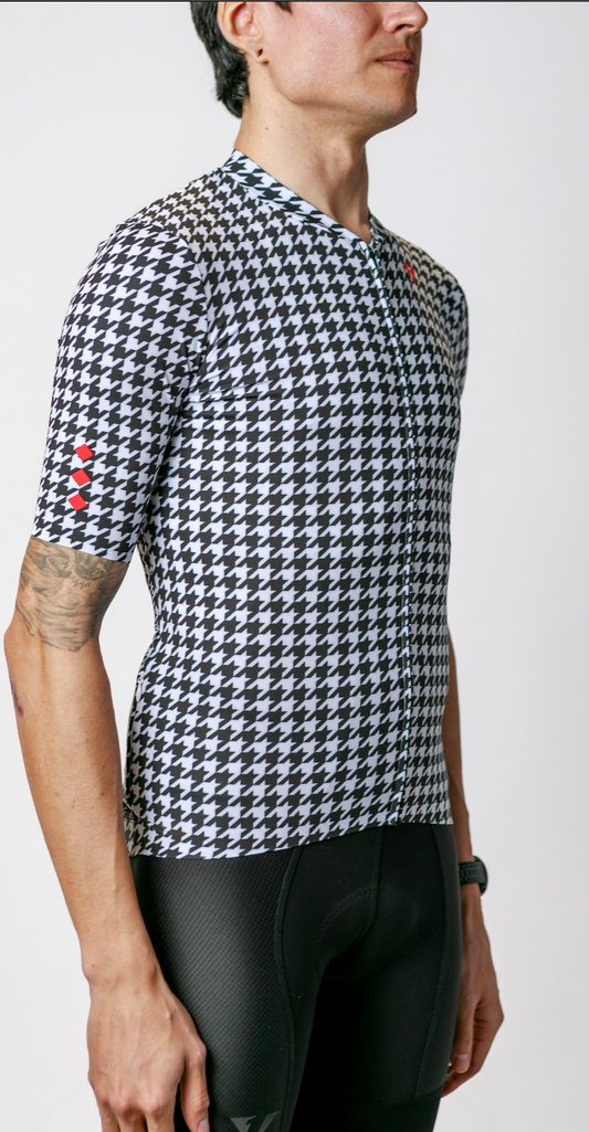 Men's ProSpec Rouleur HZ Jersey | Houndstooth print | Black + White