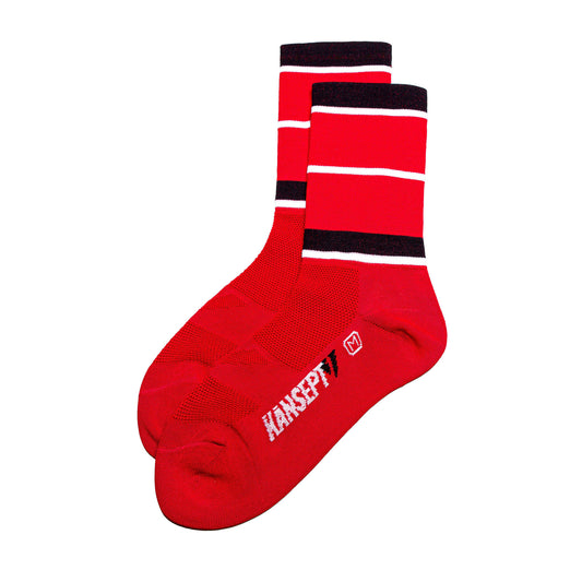 NOW ON SALE!!!  ProSpec Rouleur Sock | Squadra Stripes | Flamme Rouge Red/Midnight Blue/White