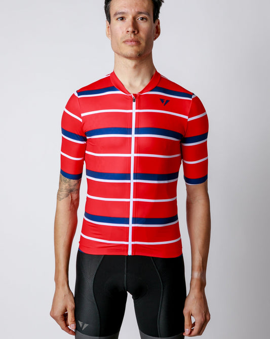 Men's ProSpec Rouleur SZ Jersey | Squadra Stripes | Flamme Rouge Red/Midnight Blue/White