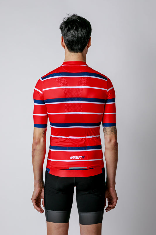 Men's ProSpec Rouleur SZ Jersey | Squadra Stripes | Flamme Rouge Red/Midnight Blue/White