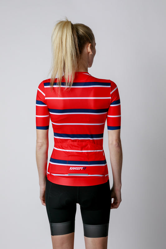 Women's ProSpec Rouleur SZ Jersey | Squadra Stripes | Flamme Rouge Red/Midnight Blue/White