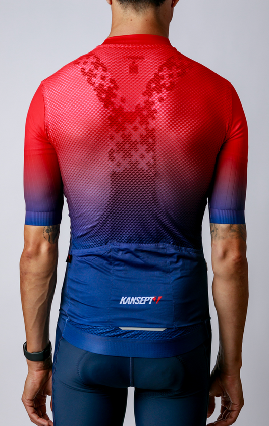 Men's ProSpec Ventoux Jersey | GRADIENT print | Flamme Rouge RED/MidnightBLUE