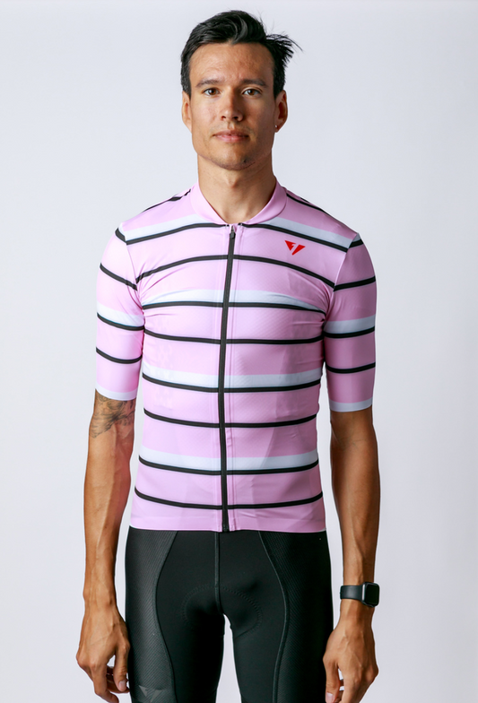 Men's ProSpec Rouleur SZ Jersey | Squadra Stripes | Maglia Rosa Pink/White/Obsidian Black