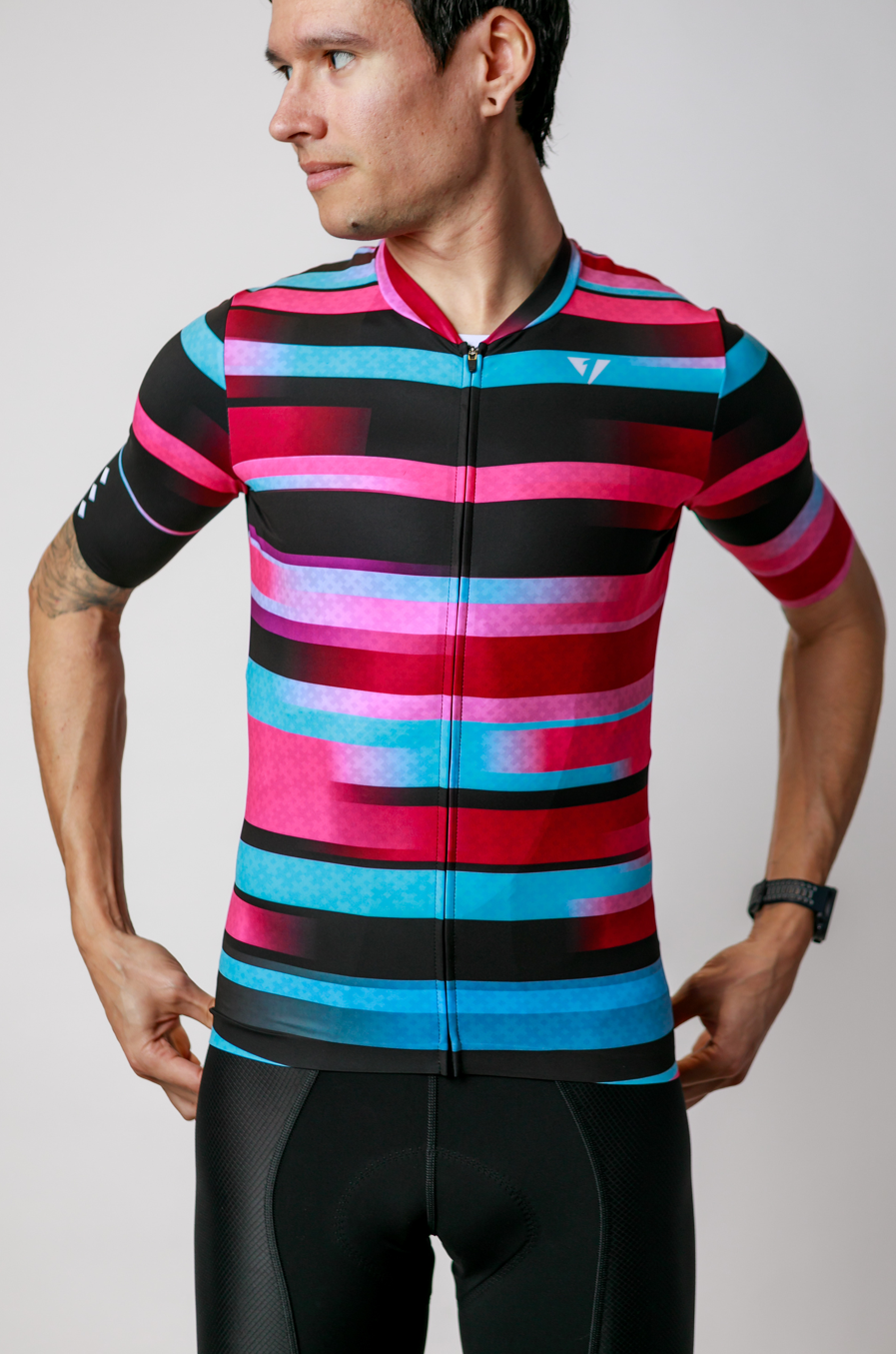 Men's ProSpec Rouleur HZ Jersey | EPYC Supporters | Sportivo stripes in Bright Blue + Hot Pink + Obsidian Black