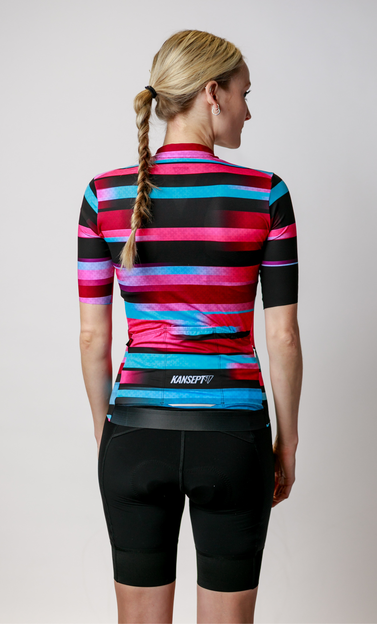 Women's ProSpec Rouleur HZ Jersey | EPYC Supporters | Sportivo stripes in Bright Blue + Hot Pink + Obsidian Black