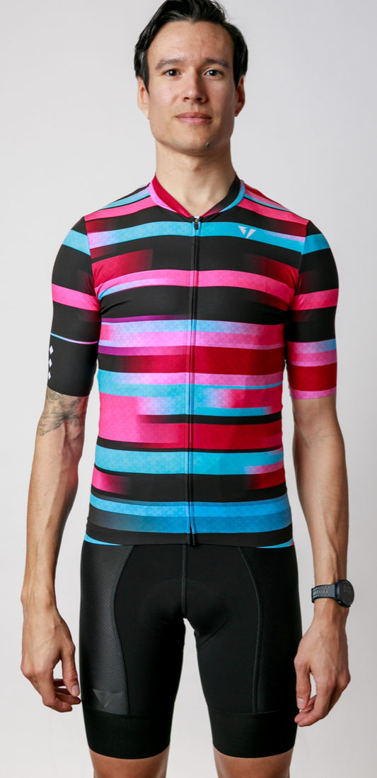 Men's ProSpec Rouleur HZ Jersey | EPYC Supporters | Sportivo stripes in Bright Blue + Hot Pink + Obsidian Black