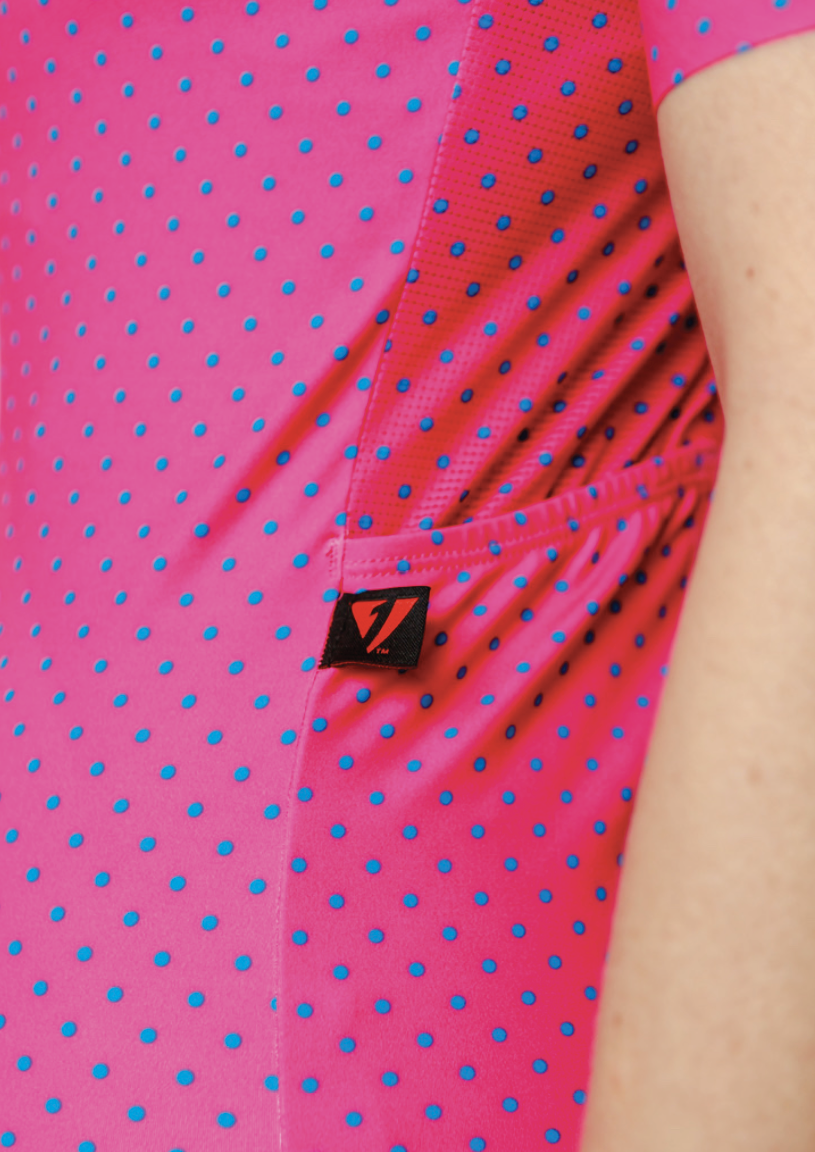 Women's ProSpec Rouleur HZ Jersey | microDOTS Hot Pink with Azure Blue